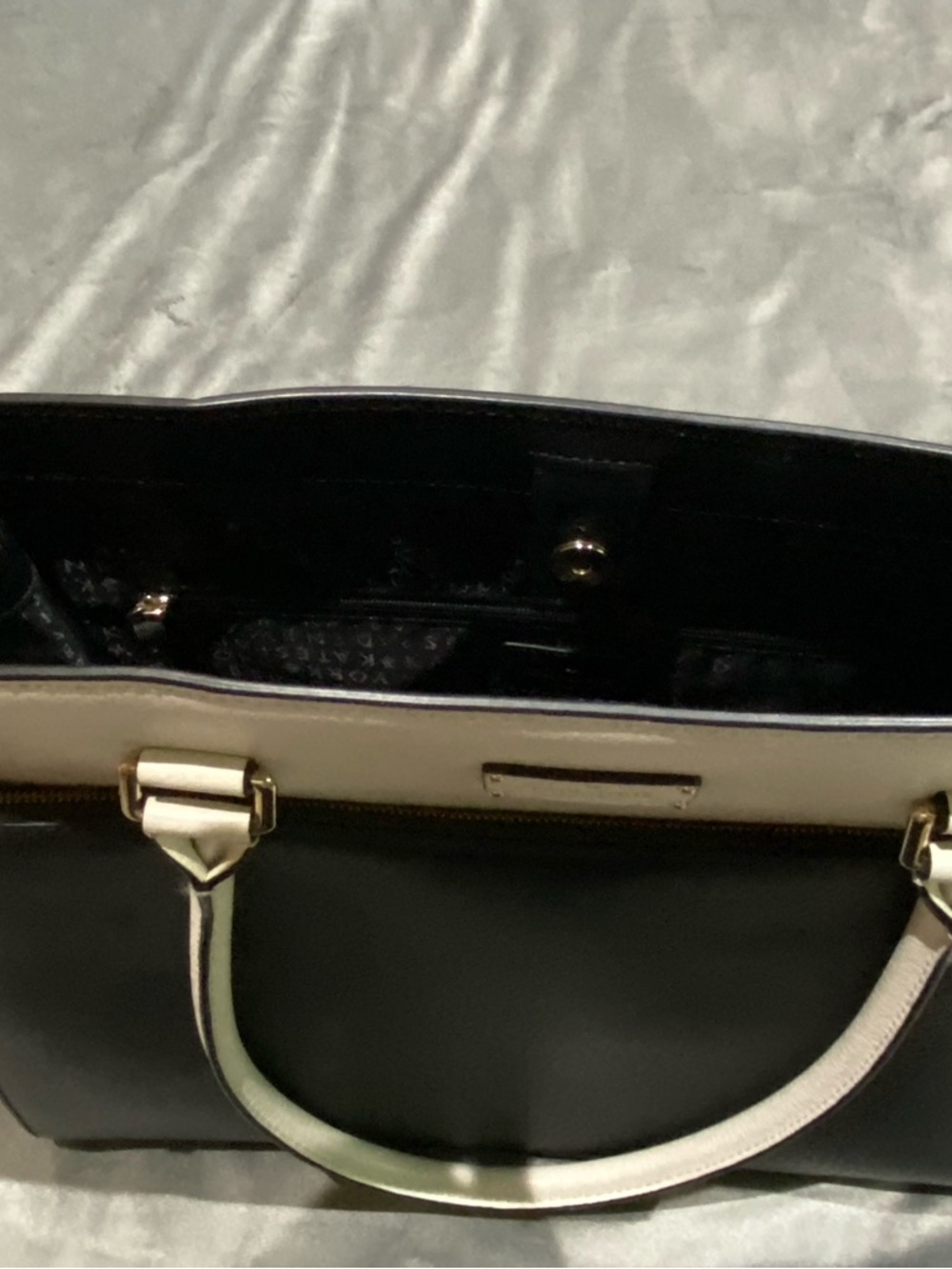 kate spade Two-Tone Black and Cream Structured Tote - Picture 3 of 16